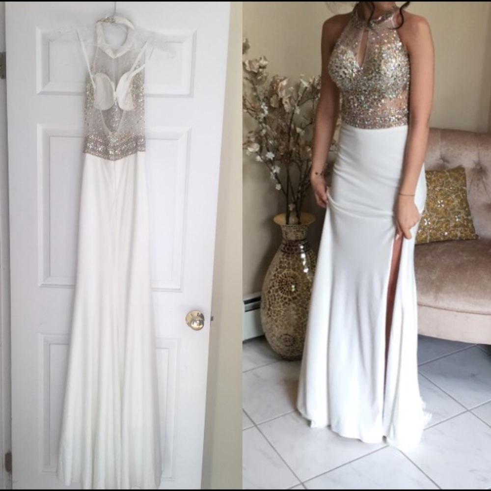 Sparkly Gold and White Jovani Prom Dress Size 0