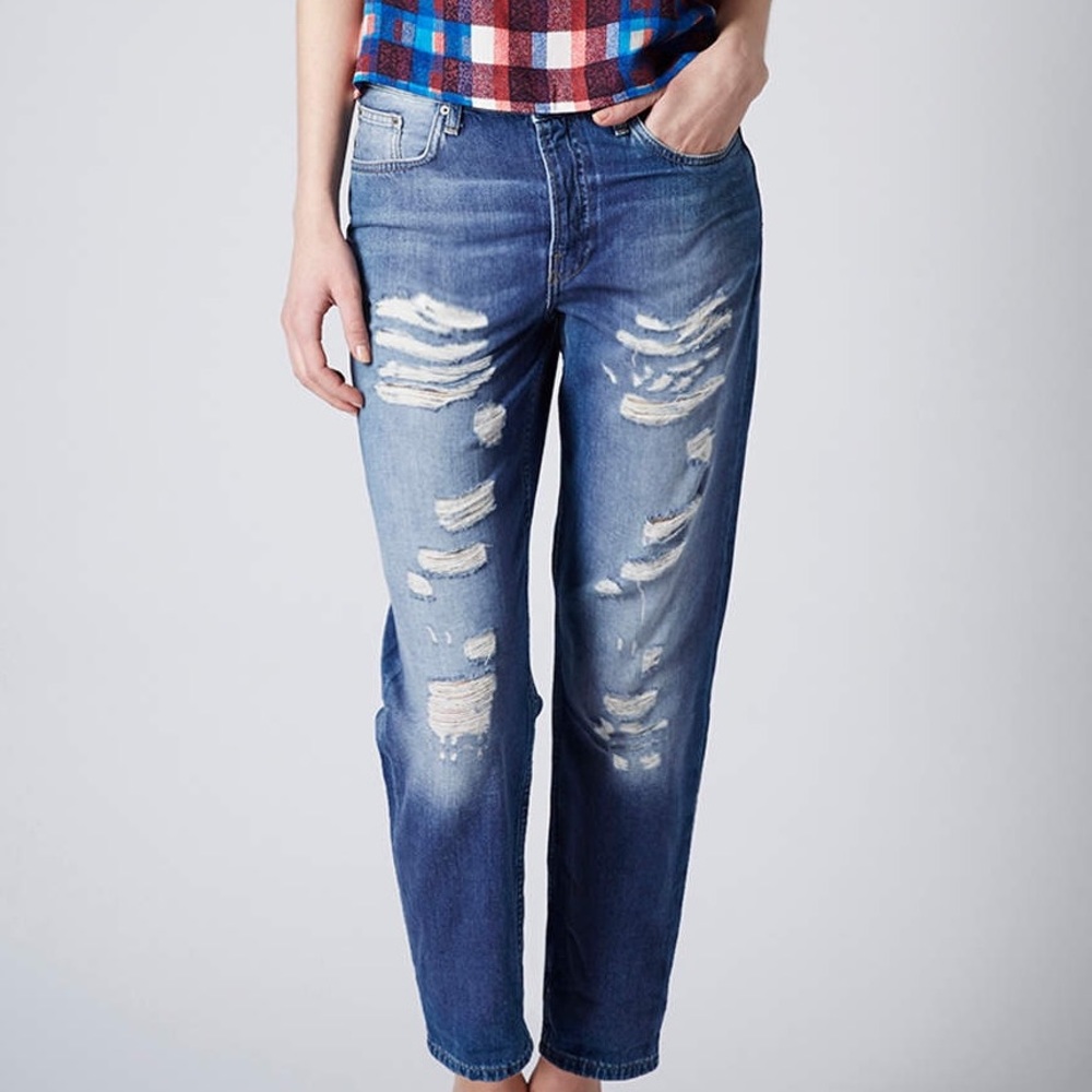 Topshop Hayden Boyfriend Ripped Distressed Jeans