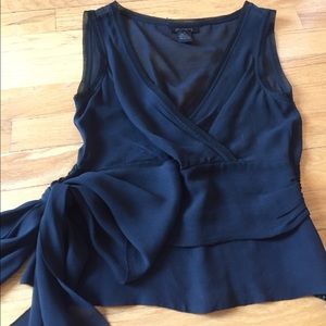 The Limited Silk black Vneck w/sash & bow side zip