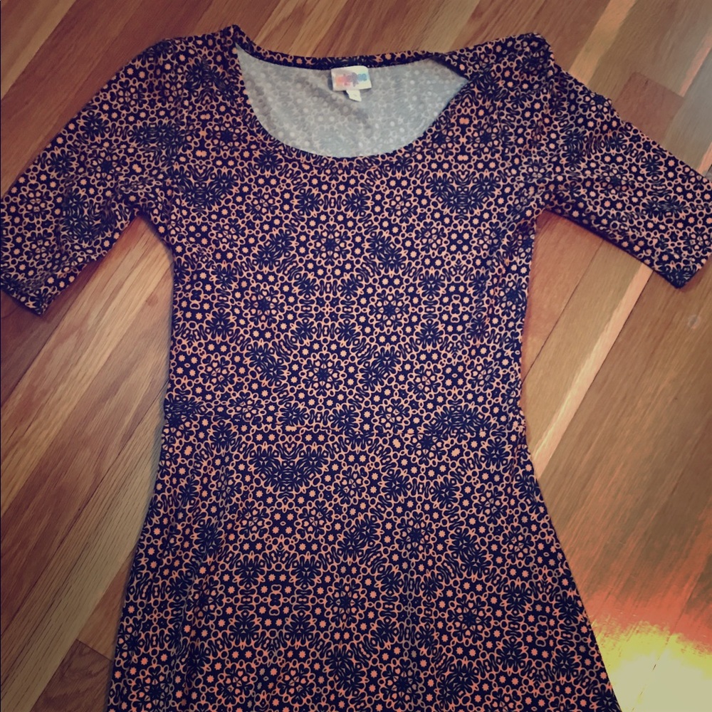 LulaRoe Ana Dress Blue and Yellow
