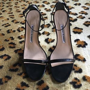 Authentic Manolo Blahnik black ankle strap sandals