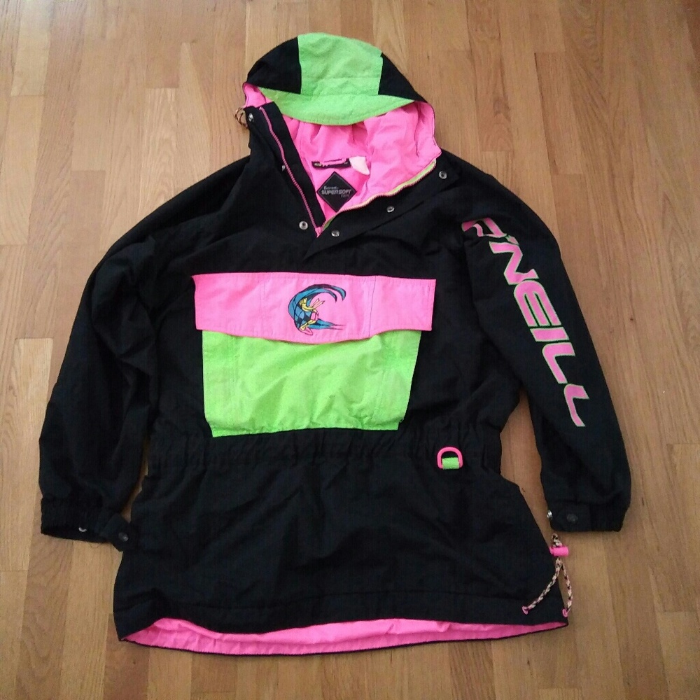 Vintage 80s o'neil surf snowboard neon jacket