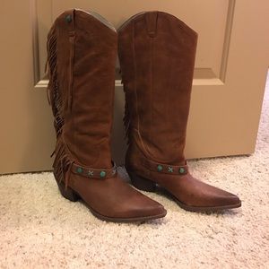 Reba Fringe Cowboy Boots NWOT never worn!