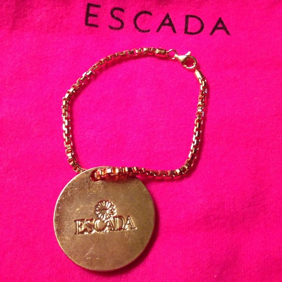 Vintage 90s Escada Gold Plated Metal Charm Bracelet Statue  Escada bracelet gold plated