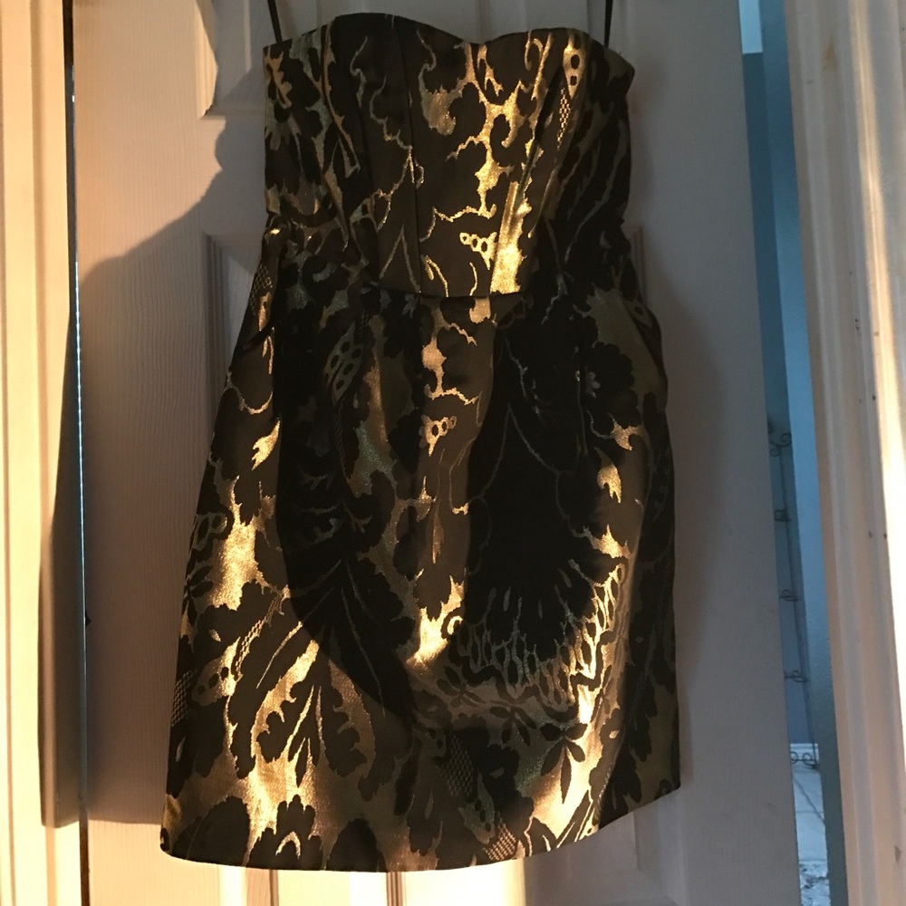 Black and gold halter dress