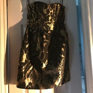 Black and gold halter dress