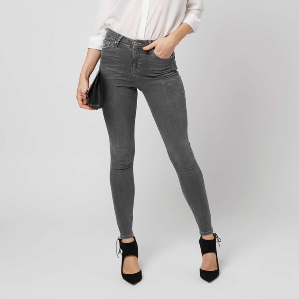 Topshop Grey High Waist Jamie Skinny Jeans