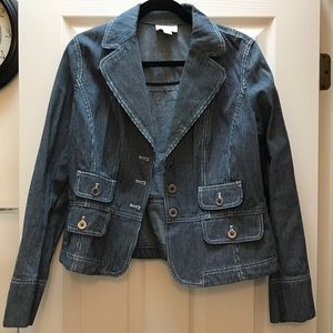 LOFT Navy & White Pinstriped Blazer - Sz 12