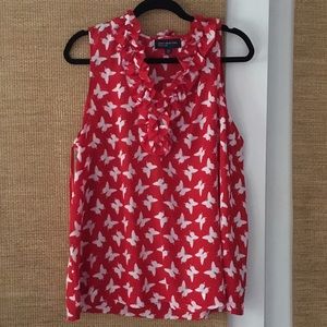 Jones New York Red butterfly blouse size XL