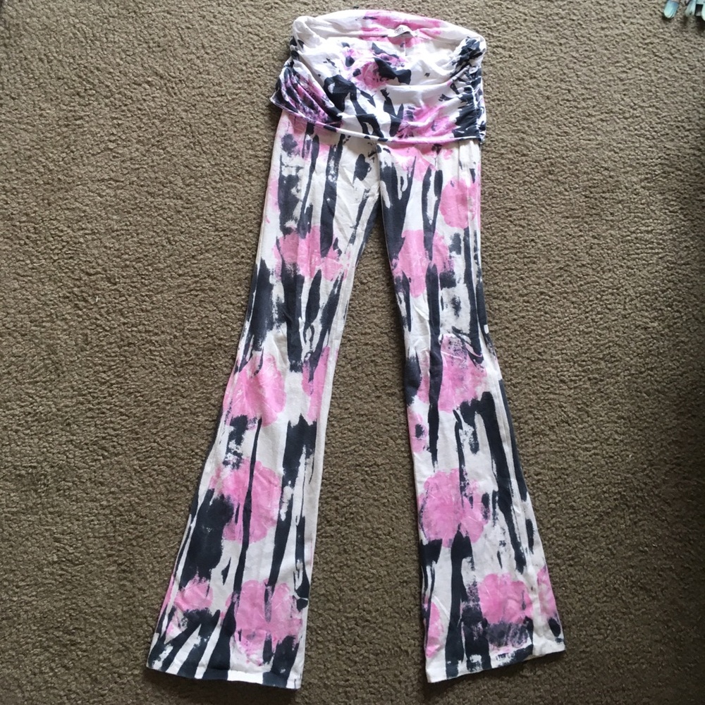 Tie dye flare yoga pants with attached skirt