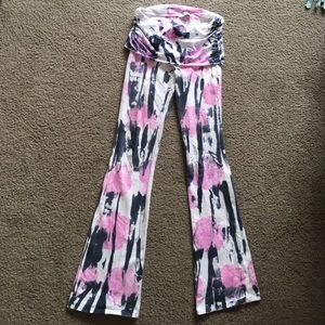 Tie dye flare yoga pants with attached skirt