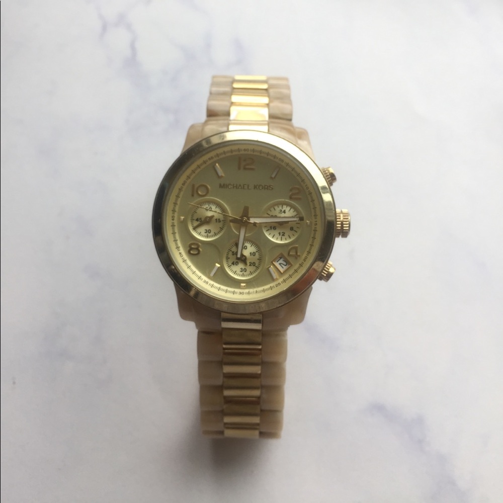 Michael Kors ivory gold watch
