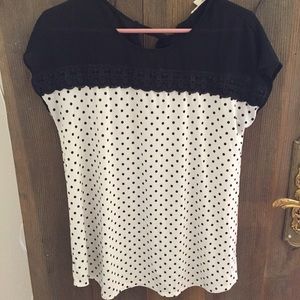 Polka dot lace blouse