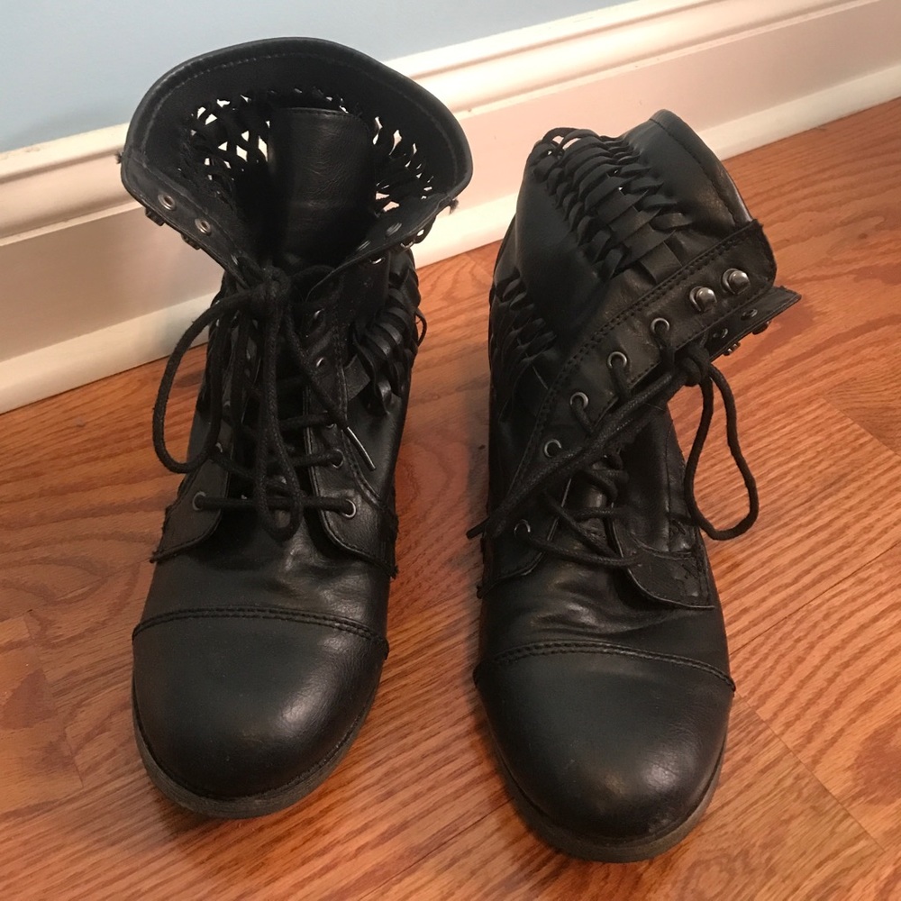 Rampage Black Laced Up Combat Boots