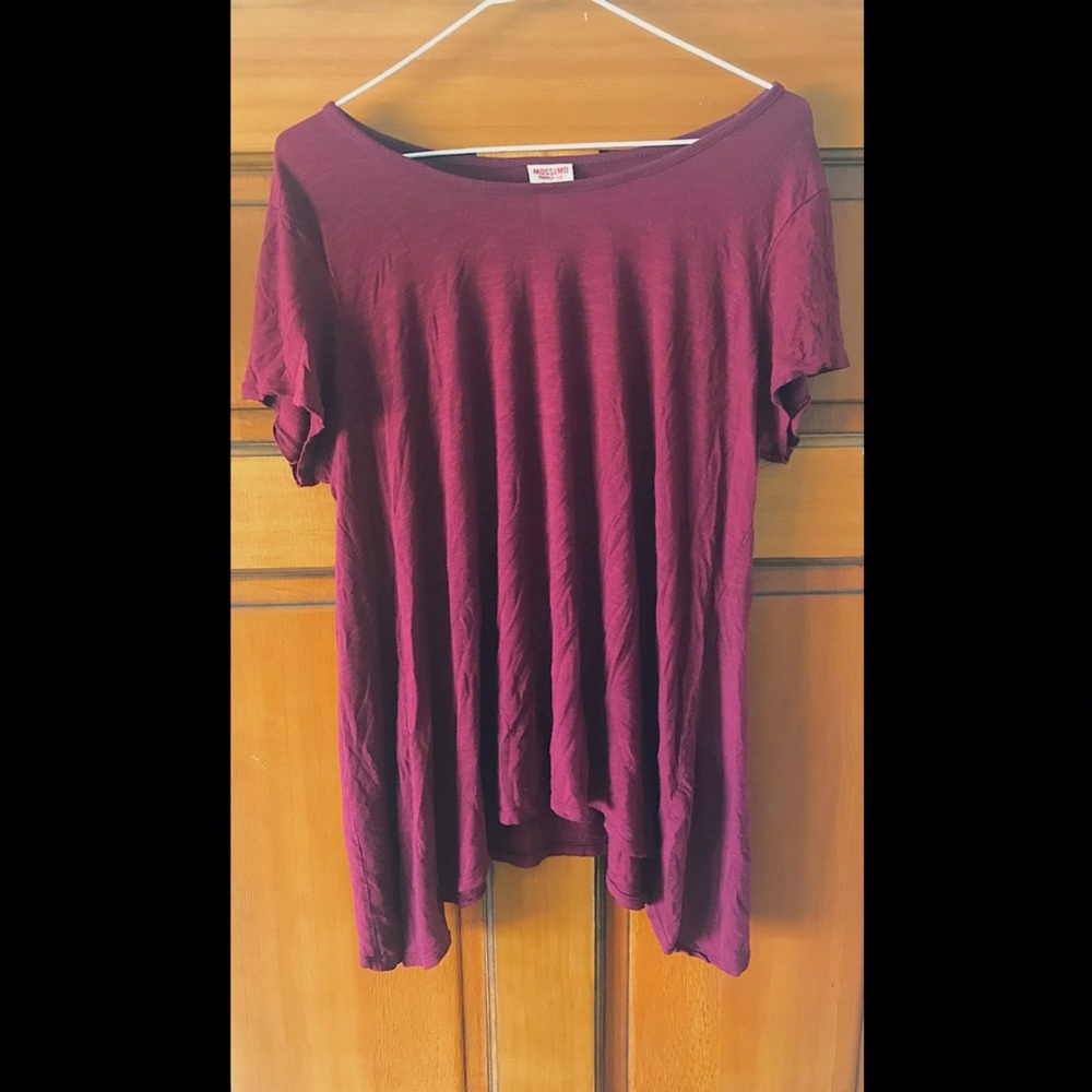 Mossimo Supply Maroon/burgundy sharkbite hem top