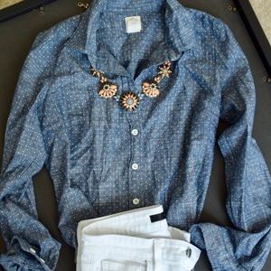 J crew polka dot chambray shirt J crew polka dot chambray shirt