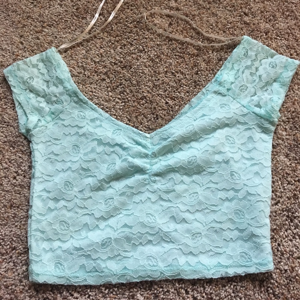 Mint Lace Crop Top