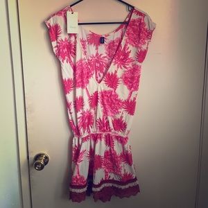 Maaji pink palm tree beach coverup