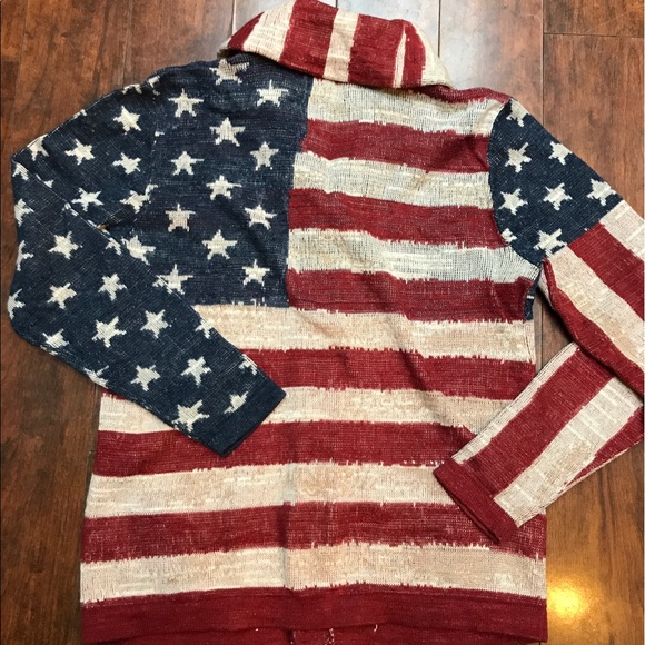 **SOLD Denim & Supply Flag Print Cardigan, L - Picture 2 of 7