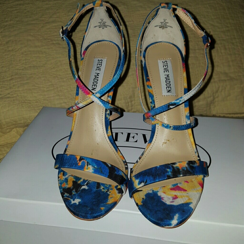 Blue-Multi color Steve Madden Open-toe Heels - Picture 2 of 3