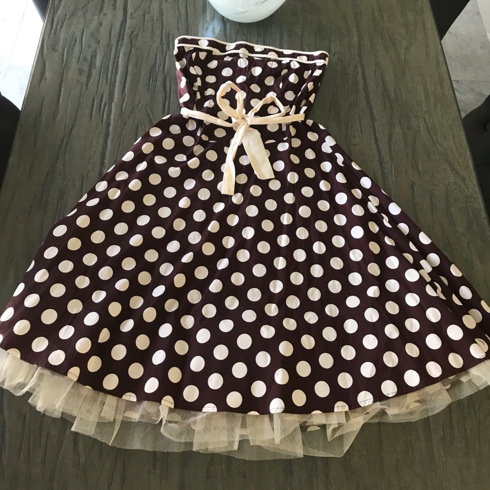 Strapless ALine Dress Brown/Cream Sz 11