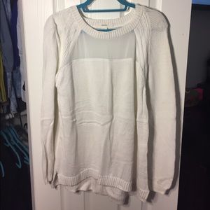 White Sweater with Sheer Panels
