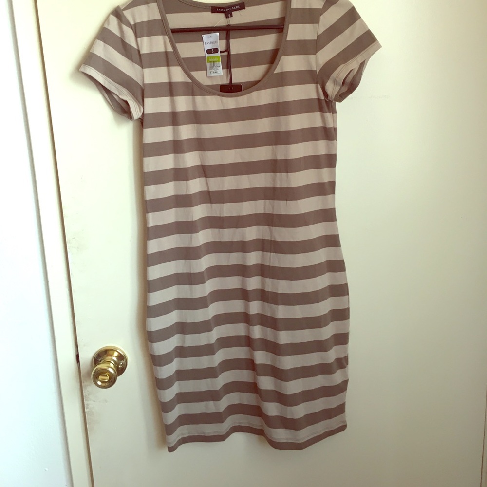 Green and brown stripped body con dress