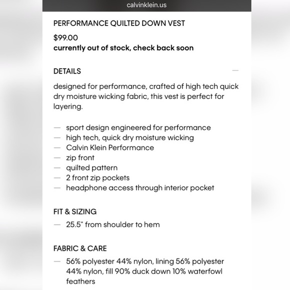 NWT Calvin Klein Chic Down Vest - Picture 7 of 8