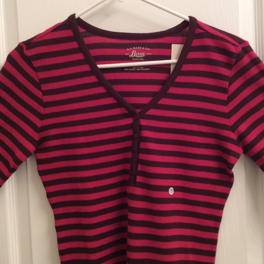 BASS & CO. Long Sleeve Burgundy Thermal Top