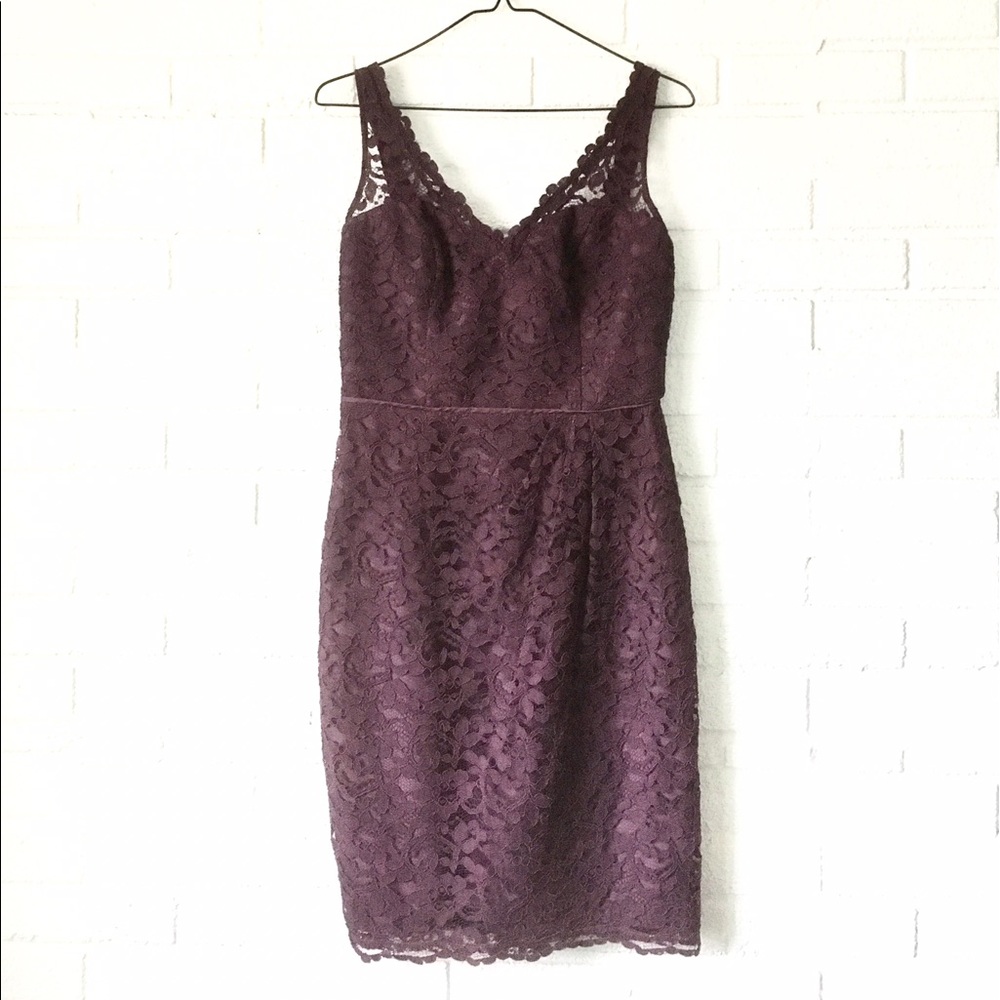 David's Bridal Bridesmaid Dress - Plum Lace 6