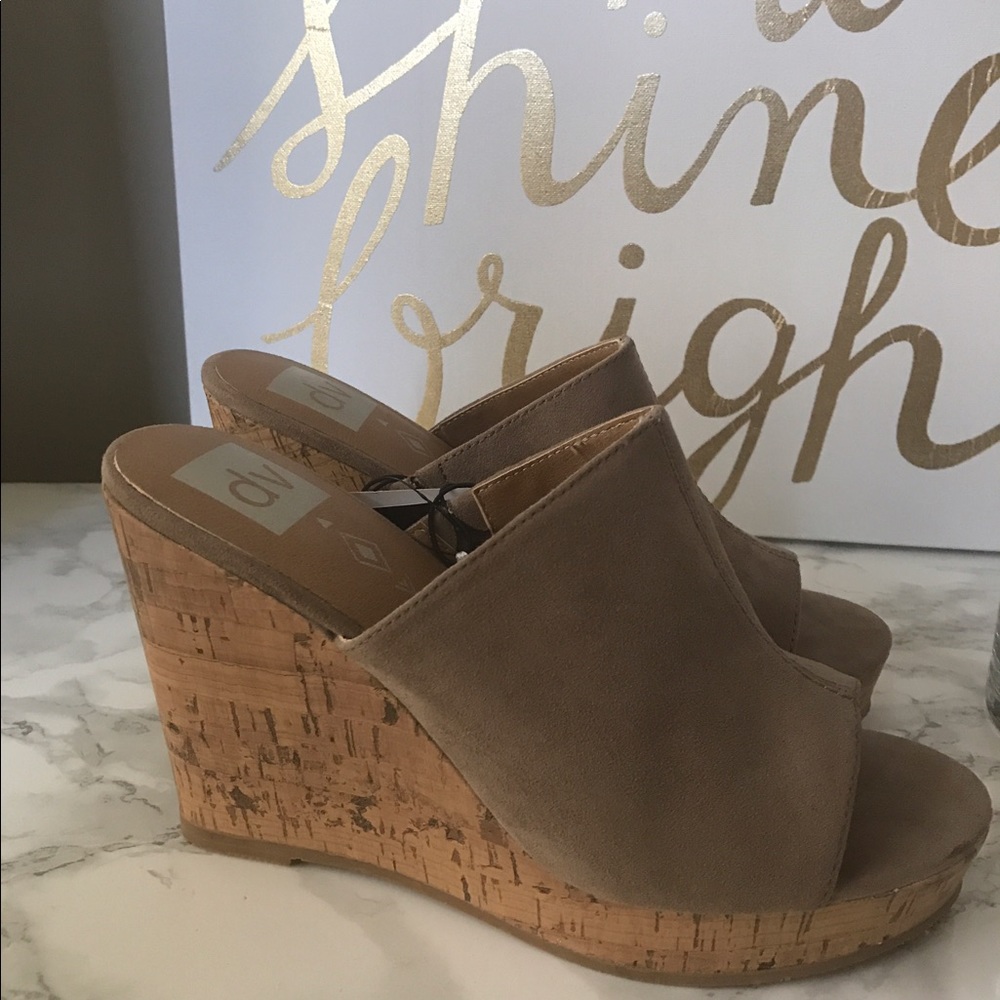 Tan suede wedges