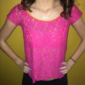 Pink lace top