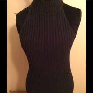 Black Ribbed Stretch Mock Halter