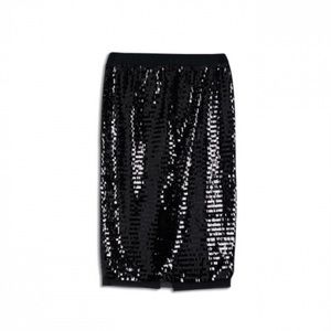 Black Sequin Pencil Skirt