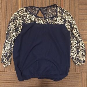 Navy lace blouse