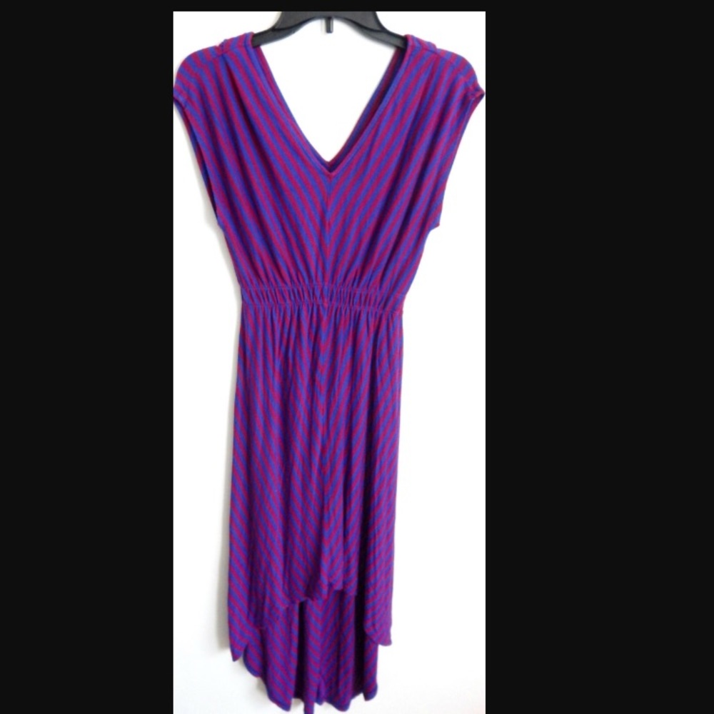 Striped Blue/Purple High Low Maxi Dress