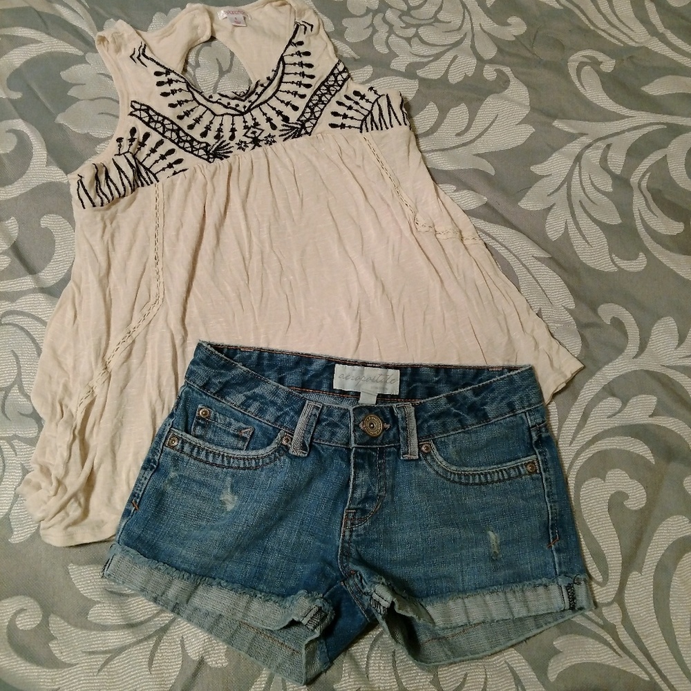 Aeropostale Cuffed Jean Shorts