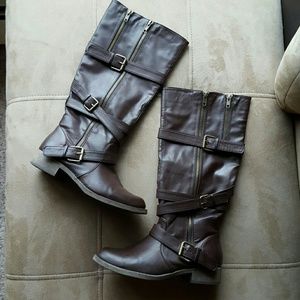 Brown riding boots