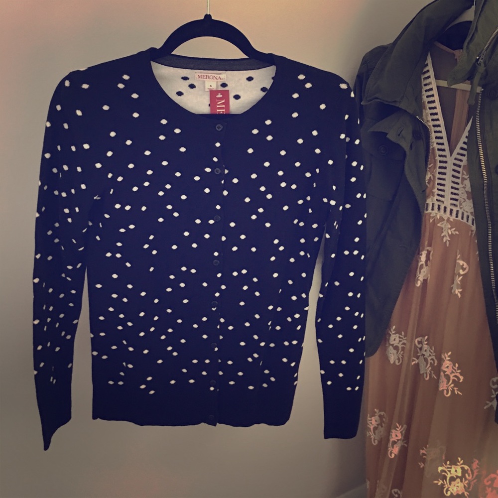 NWT Black Polka Dot Cardigan