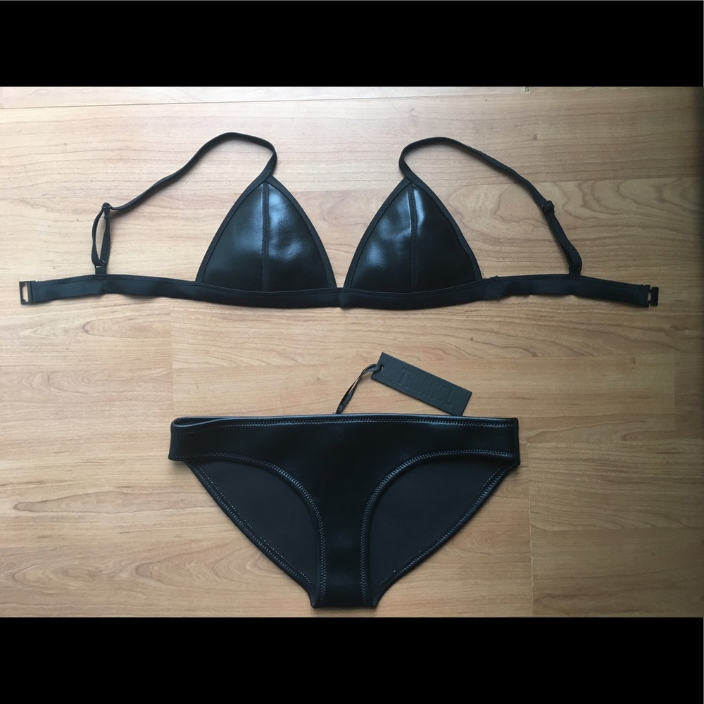 Black Triangl faux leather bikini