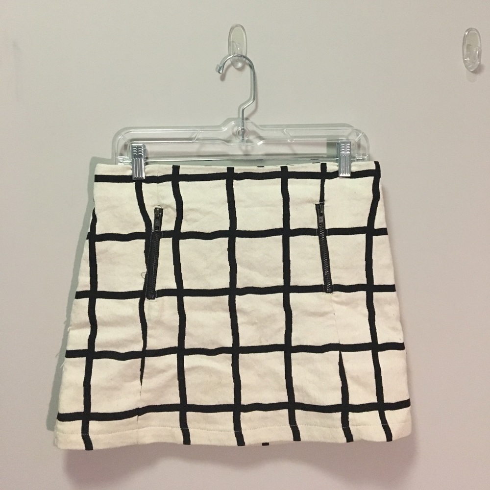 Topshop Gridded Zipper Skirt