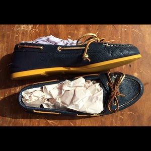 Sperry Top Sider Audrey Navy Gold Size 8 Leather