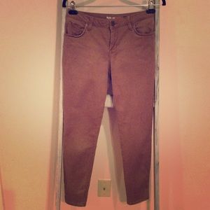 Dark khaki tan twill skinny pants