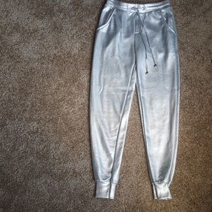 Metallic sweat pants