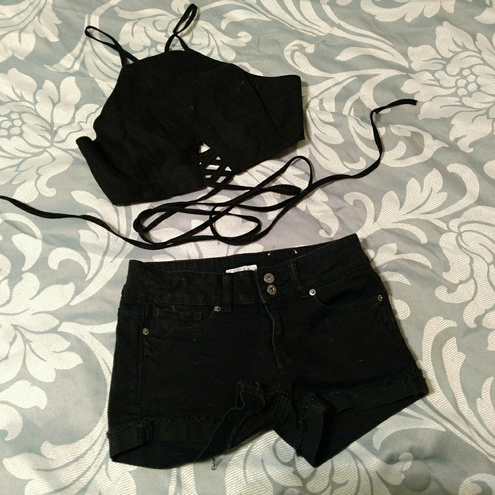 Black Mudd Jean Shorts
