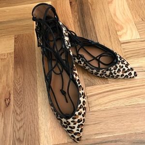 Pony hair leopard flats
