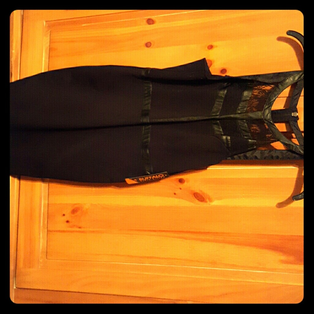 Buffalo black dress with leather strips. NWT