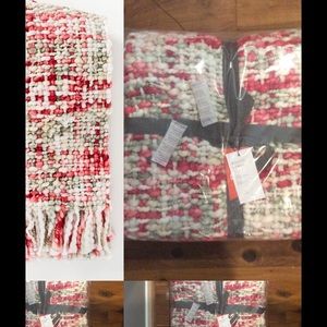 NWT West Elm Marled Weave Throw Red/Pink/White