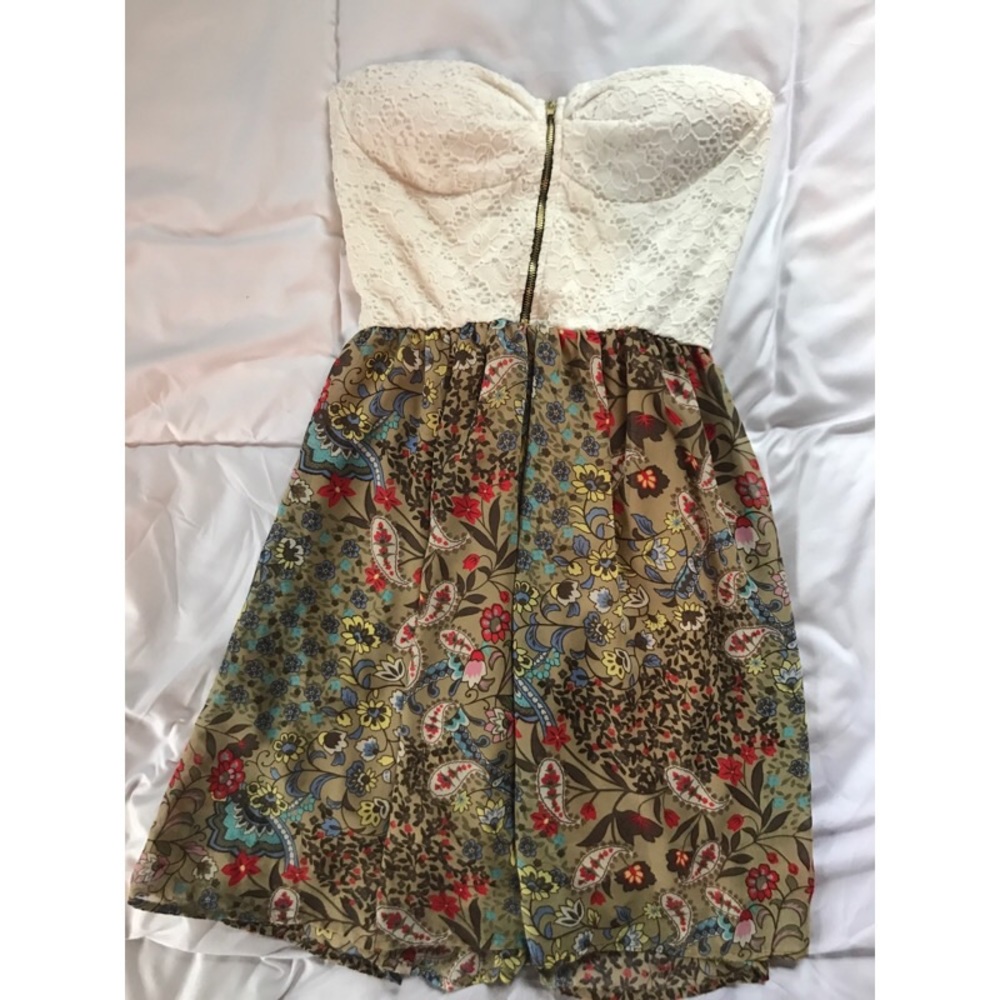 Strapless floral/paisley dress