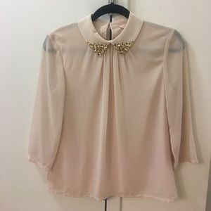 Ted Baker sheer lined blouse with diamond collar